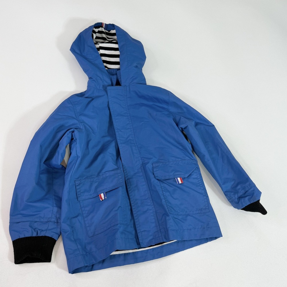 Hiheart Jacket Boys 5Y Kids Blue Hooded Lined Windbreaker Stripe Jersey Lining